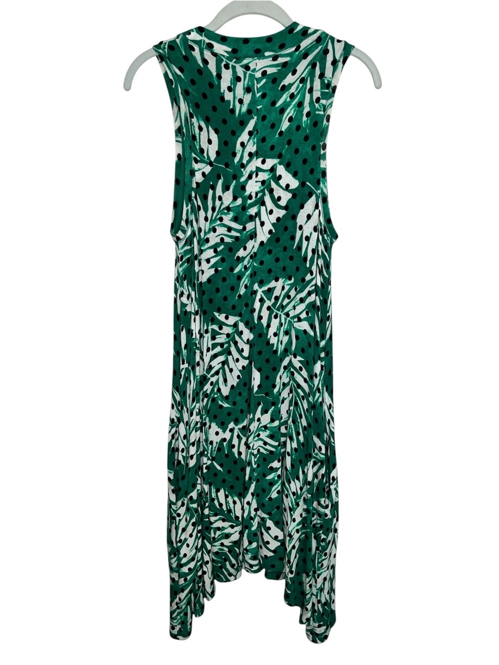 Maeve Anthropologie Caye Swing Midi Dress Sleeveless Green Palm Polka Dot M - Picture 5 of 12